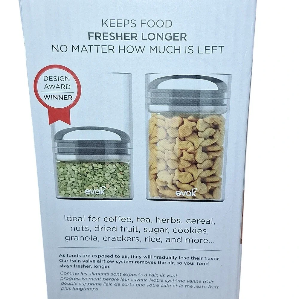 Prepara Evak Airtight Glass Food Storage Canister 24oz Black Soft Touch Handle